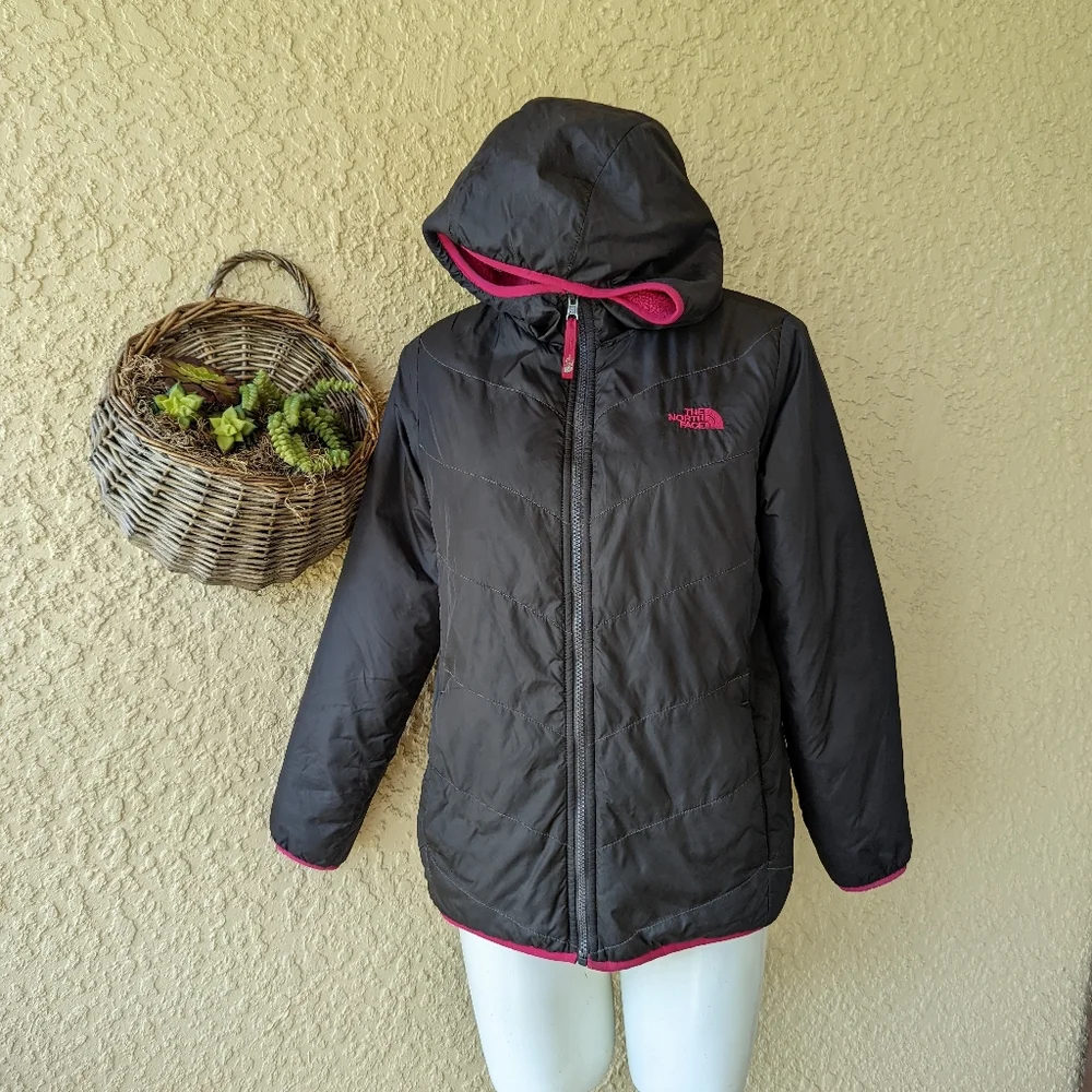 The north face jacket reversible‎ fleece nylon girls size xl